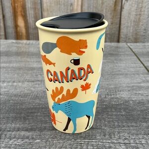 Starbucks Cream Travel Mug with Canadian Wildlife Design